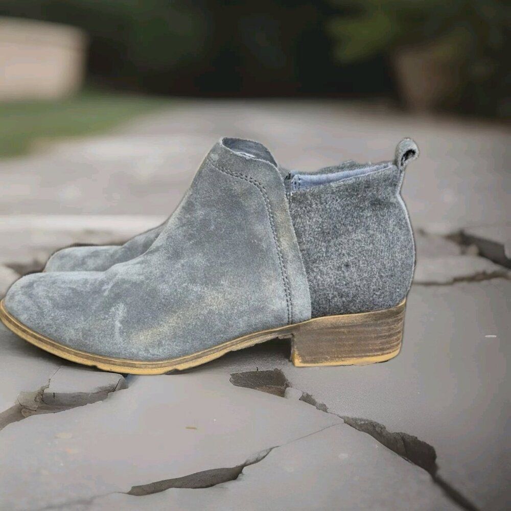 TOMS  DEIA Side-Zipper Suede Booties Shoes Women's Size 7.5